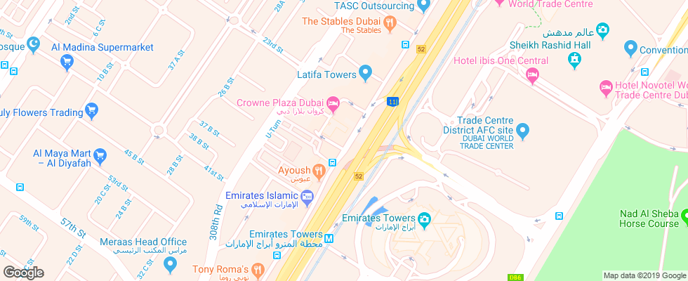 Отель Crowne Plaza Dubai на карте ОАЭ
