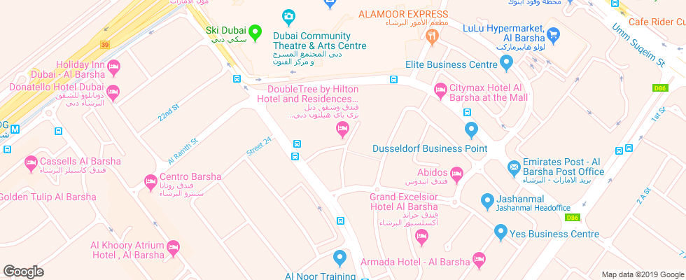 Отель Doubletree By Hilton Hotel & Residences Dubai Al Barsha на карте ОАЭ
