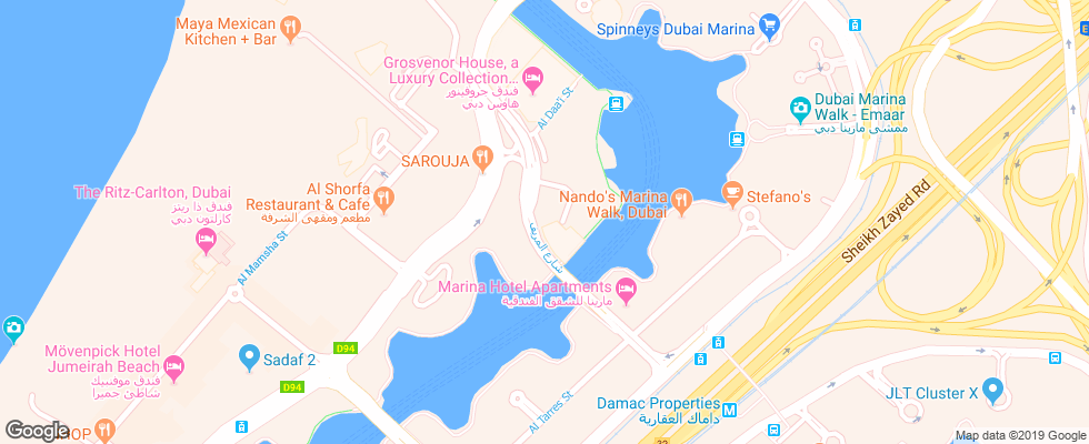 Отель Dusit Residence Dubai Marina на карте ОАЭ