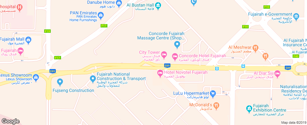 Отель East Coast Hotel Apartments на карте ОАЭ