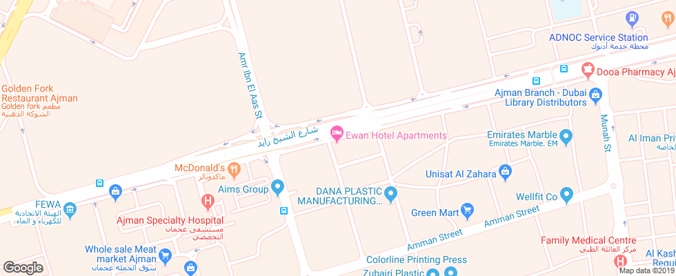 Отель Ewan Ajman Suites на карте ОАЭ
