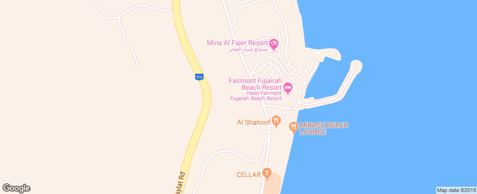 Отель Fairmont Fujairah Beach Resort на карте ОАЭ