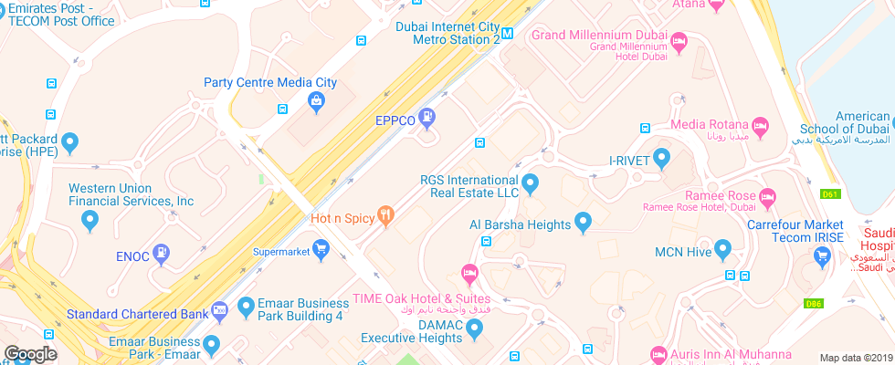 Отель First Central Hotel на карте ОАЭ