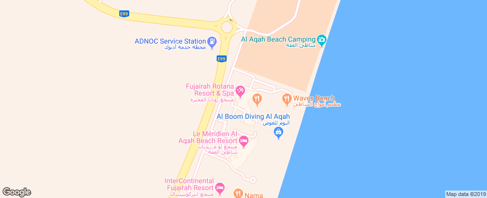 Отель Fujairah Rotana Resort & Spa на карте ОАЭ