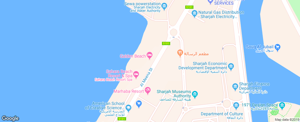 Отель Golden Beach Motel на карте ОАЭ