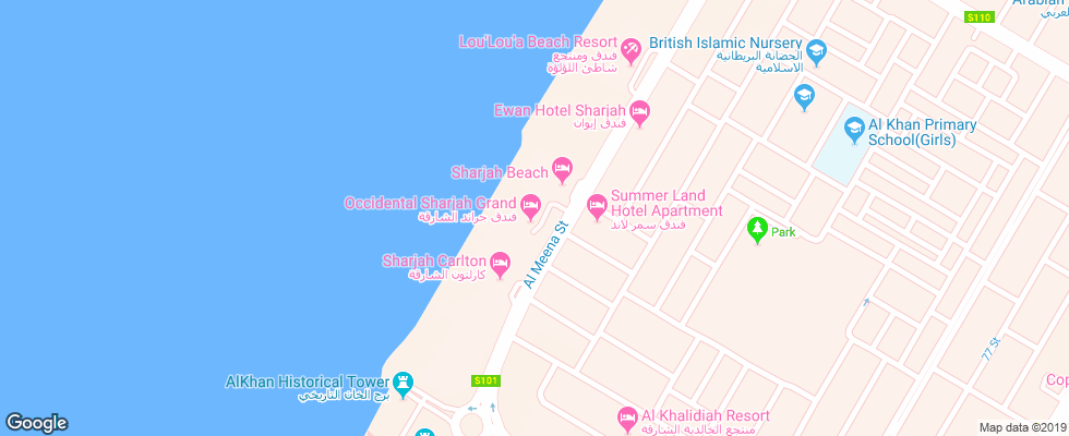 Отель Grand Hotel Sharjah на карте ОАЭ