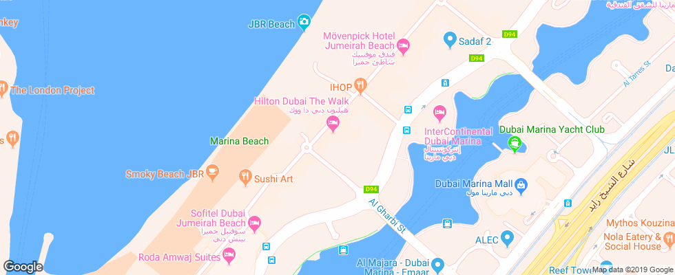 Отель Hilton Dubai The Walk на карте ОАЭ