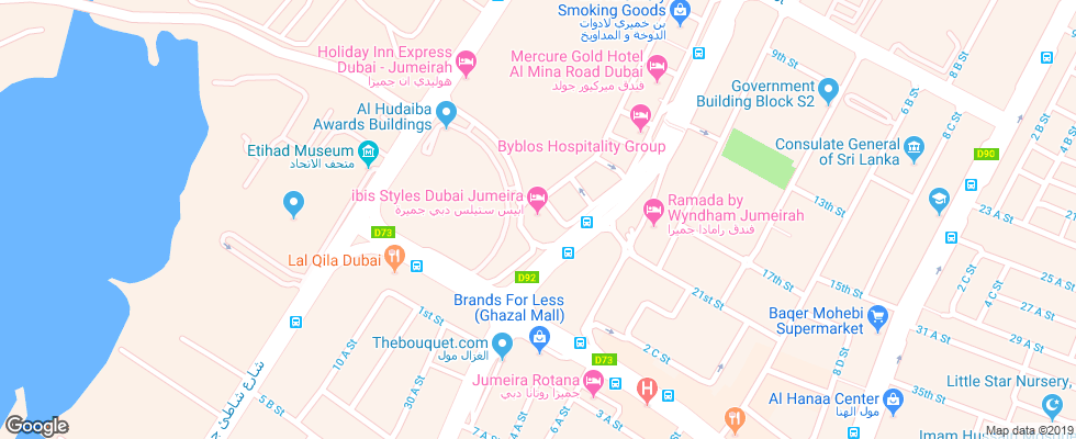 Отель Ibis Styles Dubai Jumeirah на карте ОАЭ