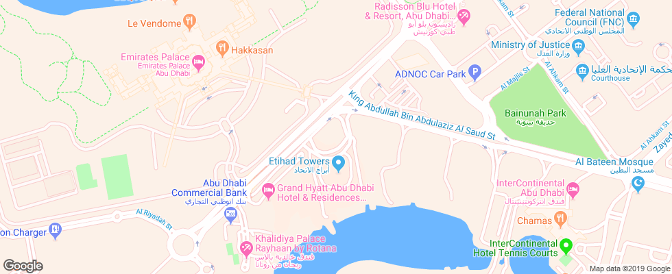 Отель Jumeirah At Etihad Towers Abu Dhabi на карте ОАЭ
