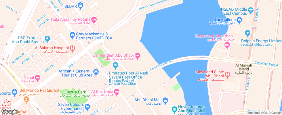 Отель Le Meridien Abu Dhabi Hotel на карте ОАЭ