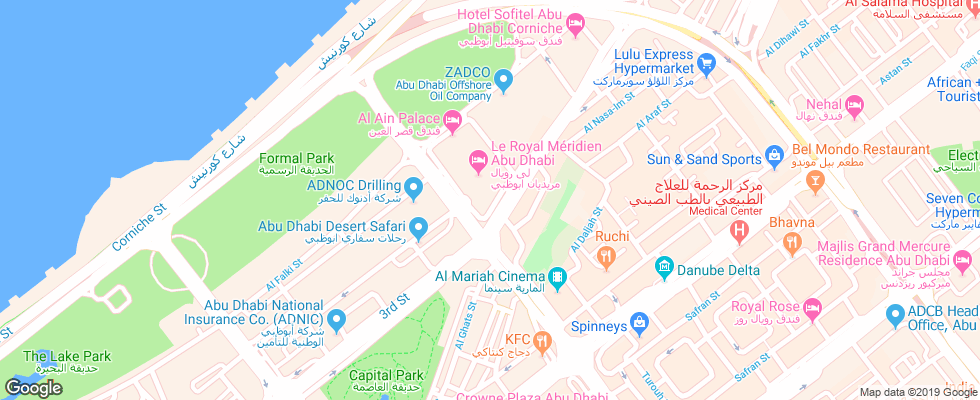 Отель Le Royal Meridien Abu Dhabi на карте ОАЭ
