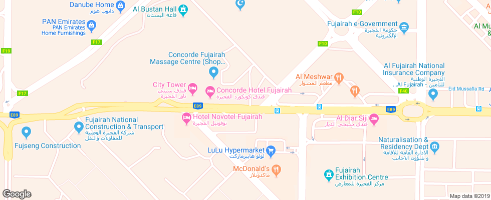 Отель Nour Arjaan Fujairah на карте ОАЭ