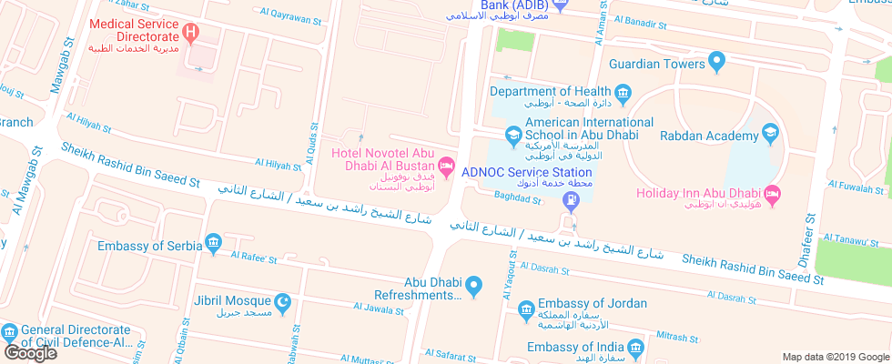 Отель Novotel Abu Dhabi Al Bustan на карте ОАЭ