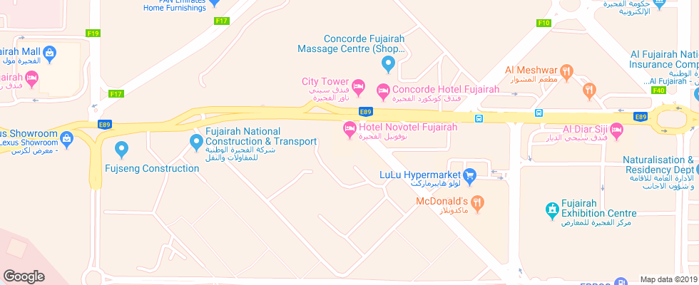 Отель Novotel Fujairah на карте ОАЭ