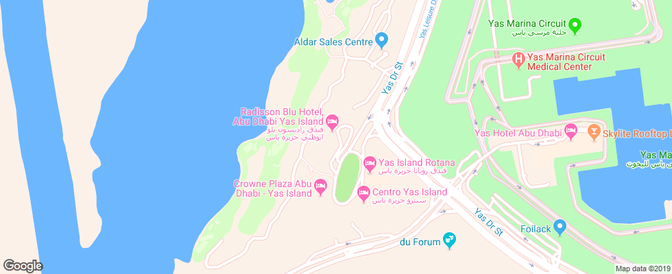 Отель Radisson Blu Hotel Yas Island Abu Dhabi на карте ОАЭ