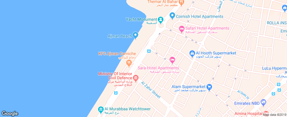 Отель Ramada Beach Ajman на карте ОАЭ