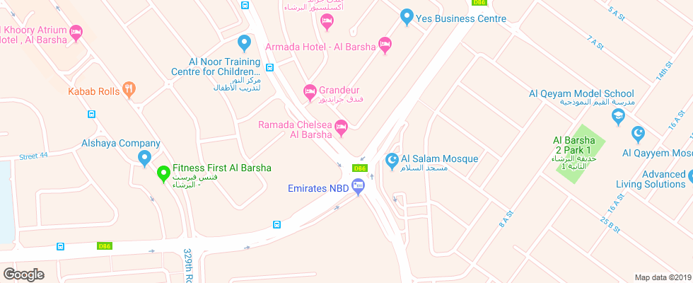 Отель Ramada Chelsea Al Barsha на карте ОАЭ