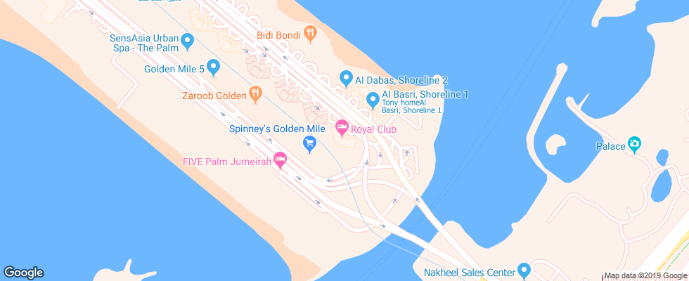 Отель Royal Club Palm Jumeirah на карте ОАЭ
