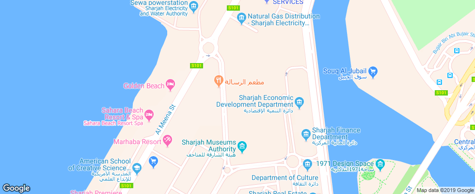 Отель Sahara Beach Resort & Spa на карте ОАЭ