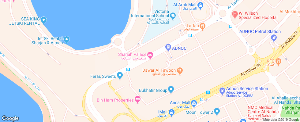 Отель Sharjah Palace на карте ОАЭ