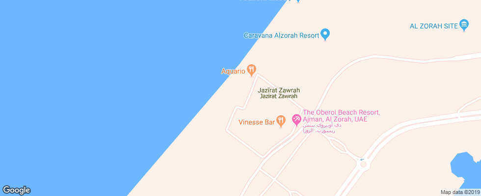 Отель The Oberoi Beach Resort Al Zorah на карте ОАЭ