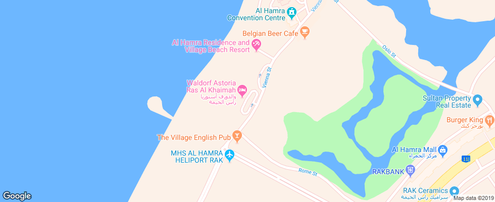 Отель Waldorf Astoria Ras Al Khaimah на карте ОАЭ
