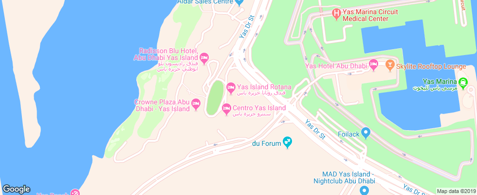 Отель Yas Island Rotana на карте ОАЭ