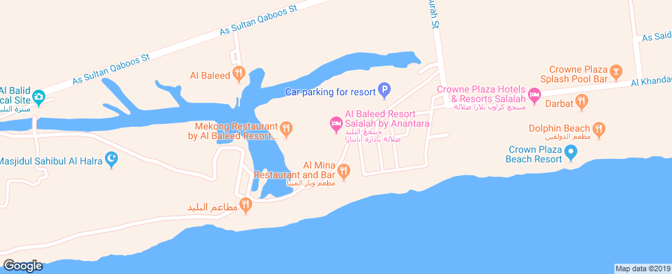 Отель Al Baleed Resort Salalah By Anantara на карте Омана