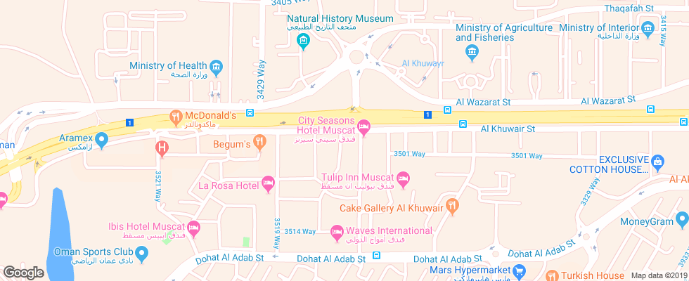 Отель City Seasons на карте Омана