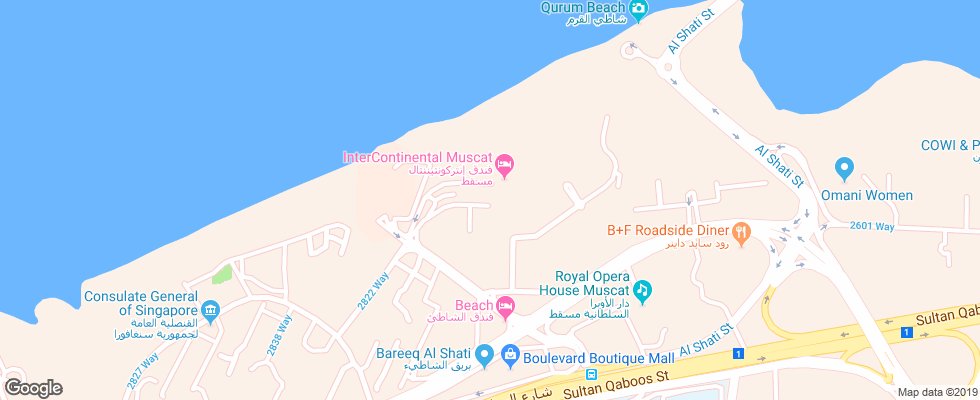 Отель Intercontinental на карте Омана