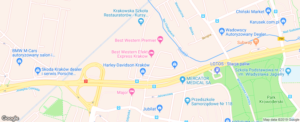Отель Best Western Efekt Express Krakow на карте Польши