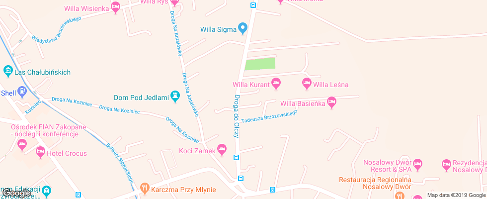 Отель Cicha Willa на карте Польши