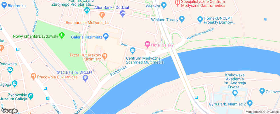 Отель Galaxy на карте Польши