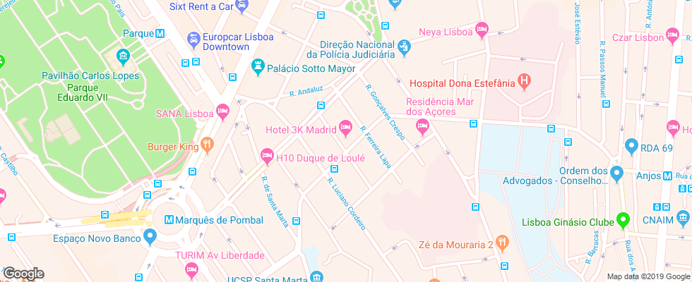 Отель 3K Madrid на карте Португалии