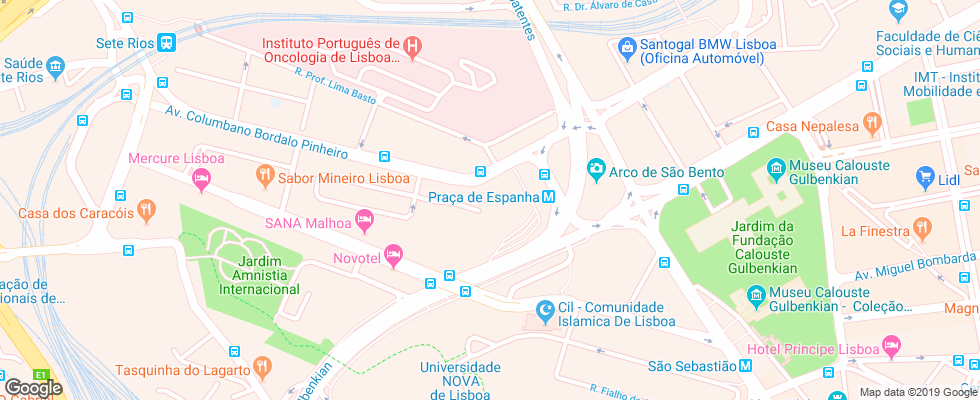 Отель Acores Lisboa на карте Португалии