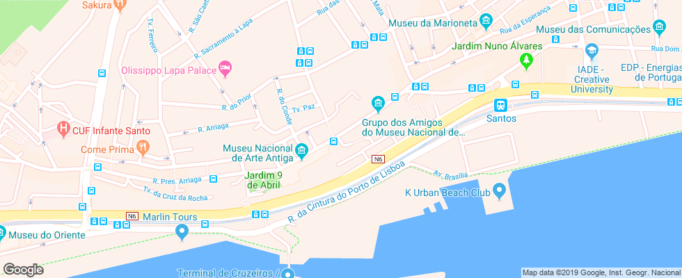 Отель As Janelas Verdes на карте Португалии