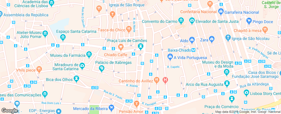 Отель Bairro Alto на карте Португалии
