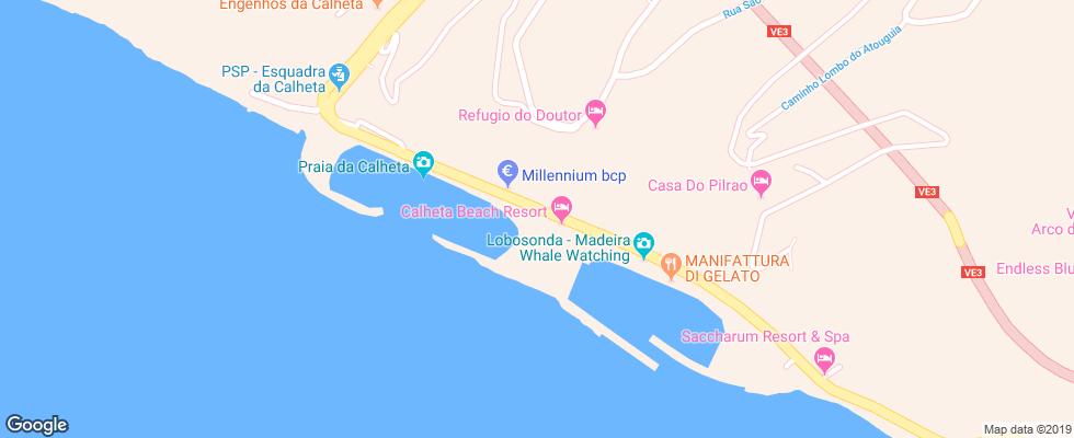 Отель Calheta Beach на карте Португалии