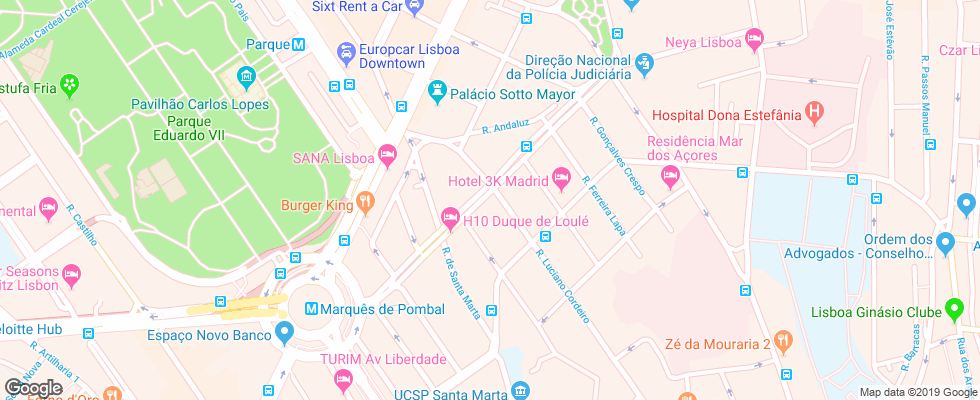 Отель Embaixador на карте Португалии