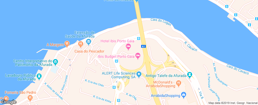 Отель Ibis Porto Gaia на карте Португалии