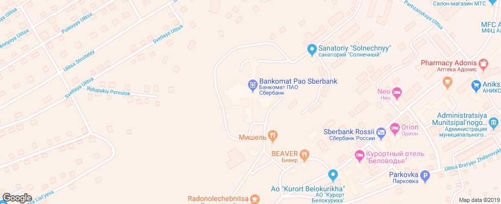 Отель Belokuriha Sanatorij на карте России