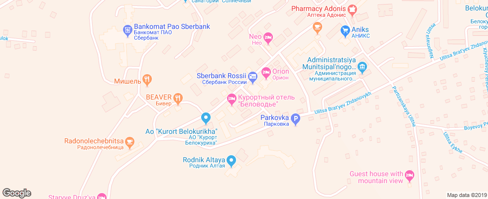 Отель Belovodie на карте России