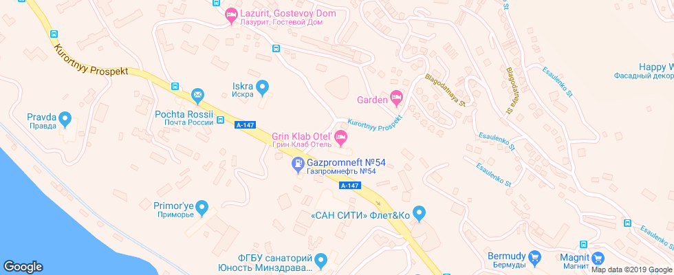 Отель Grin Klab на карте России