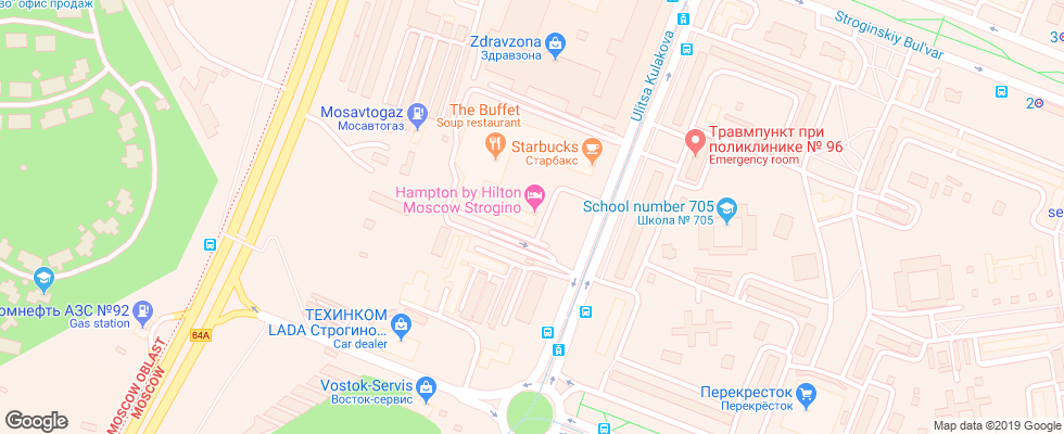 Отель Hampton Baj Hilton Moskva Strogino на карте России