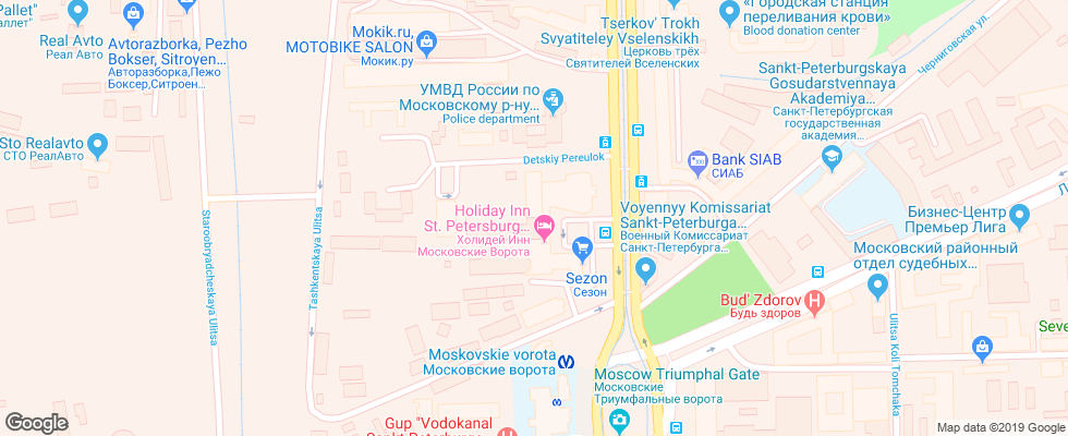 Отель Holidej Inn Moskovskie Vorota на карте России