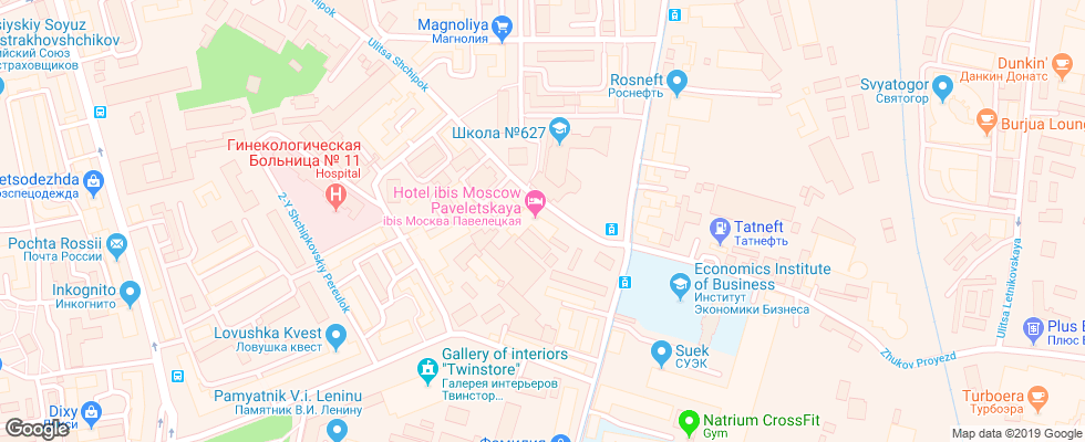 Отель Ibis Moskva Paveletskaya на карте России