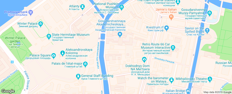 Отель Kempinski Mojka 22 S.peterburg на карте России
