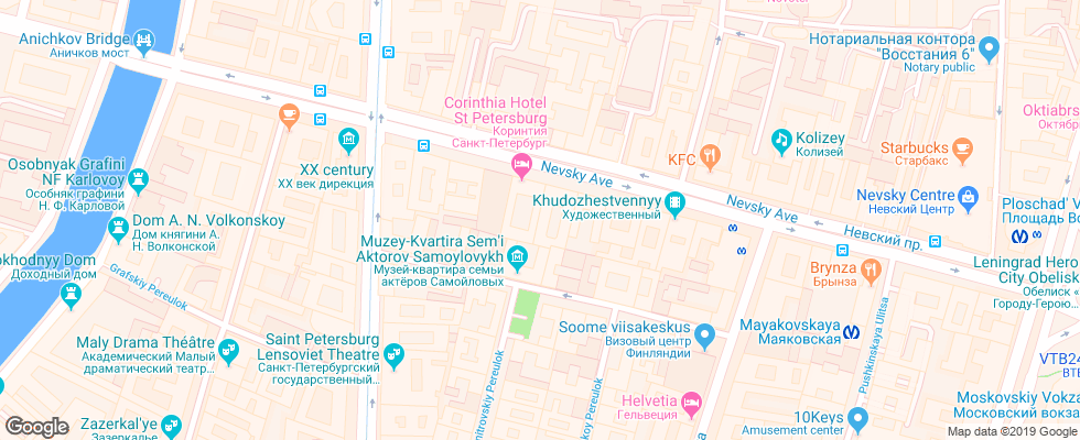 Отель Korintiya Nevskij Palas на карте России