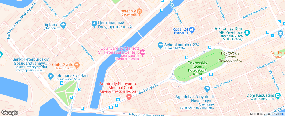 Отель Marriott Kortyard Pushkin на карте России