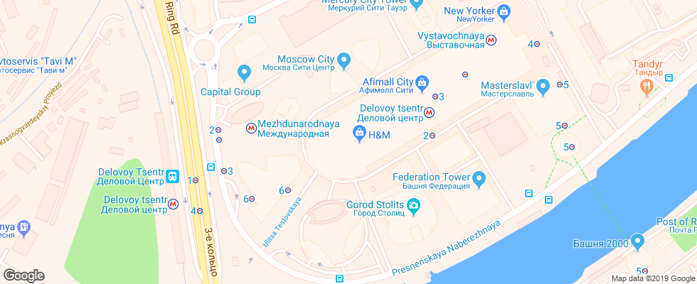 Отель Novotel Moskva Siti на карте России
